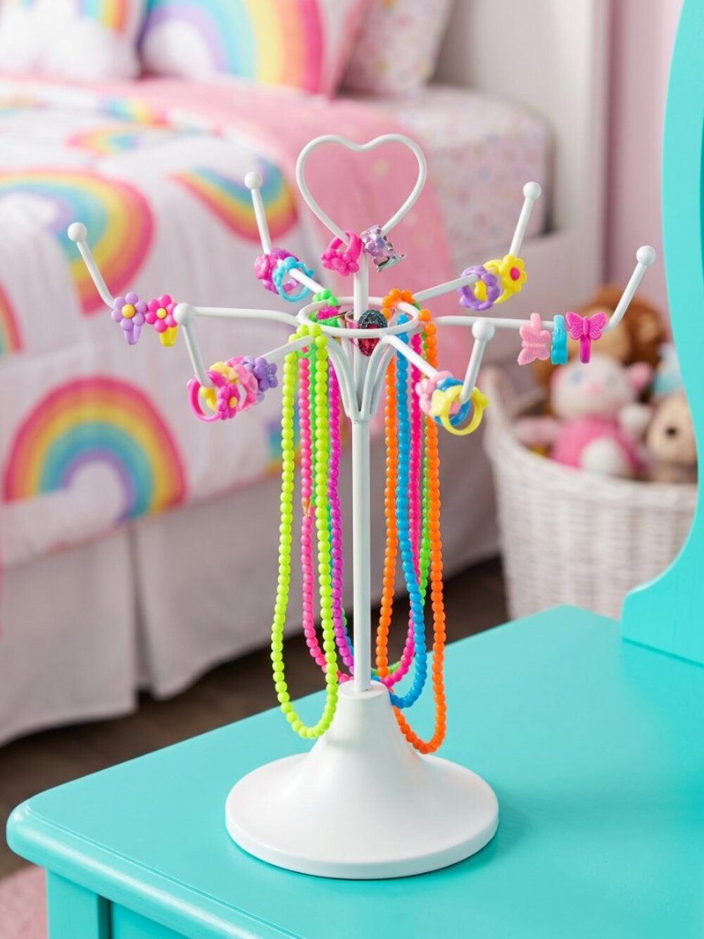 Cute White Retail/Home Metal Rotating Jewelry Display Stand Great Condition!